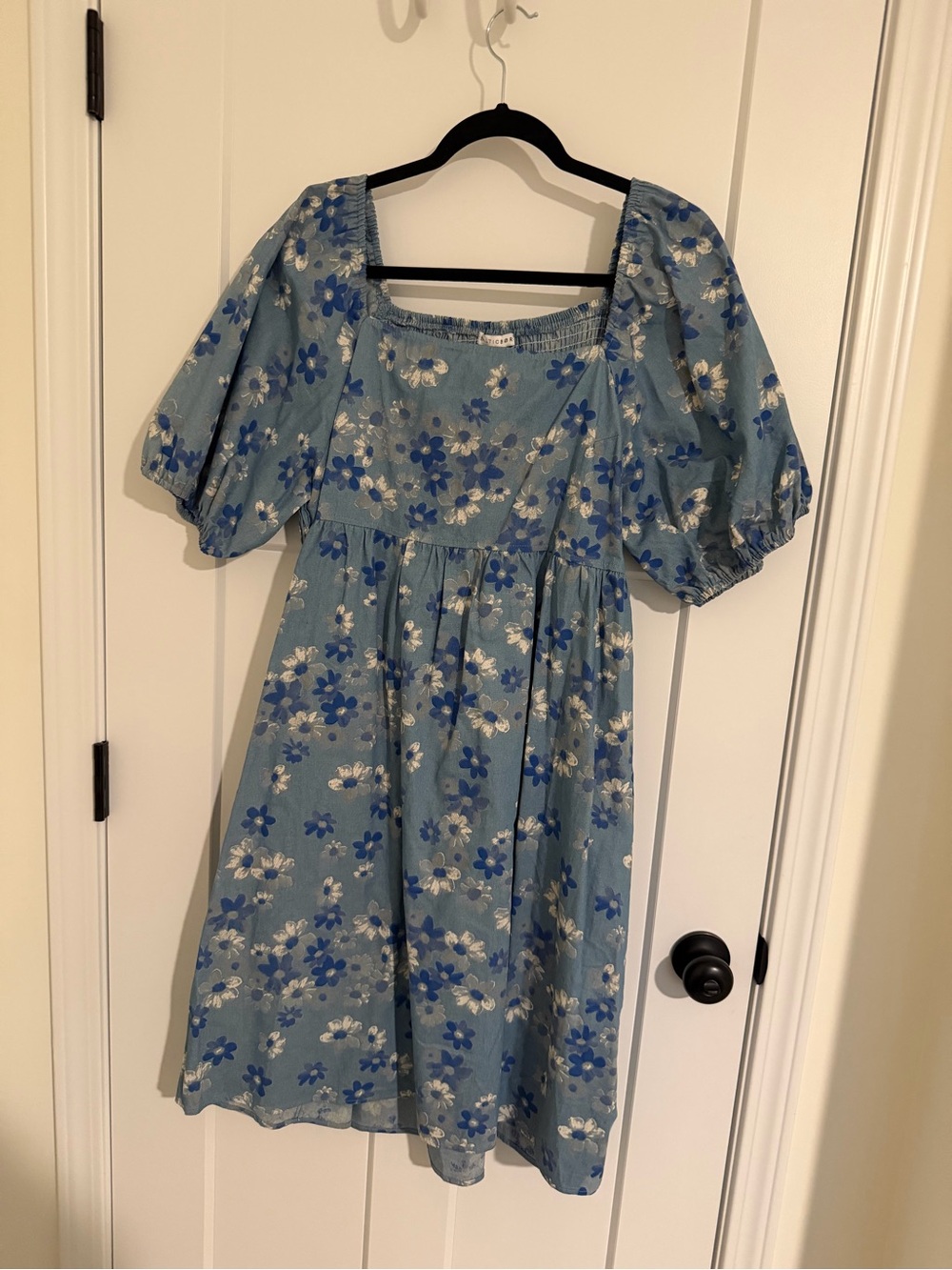 Baltic Born Blue Floral Puff-Sleeve Midi Dress
